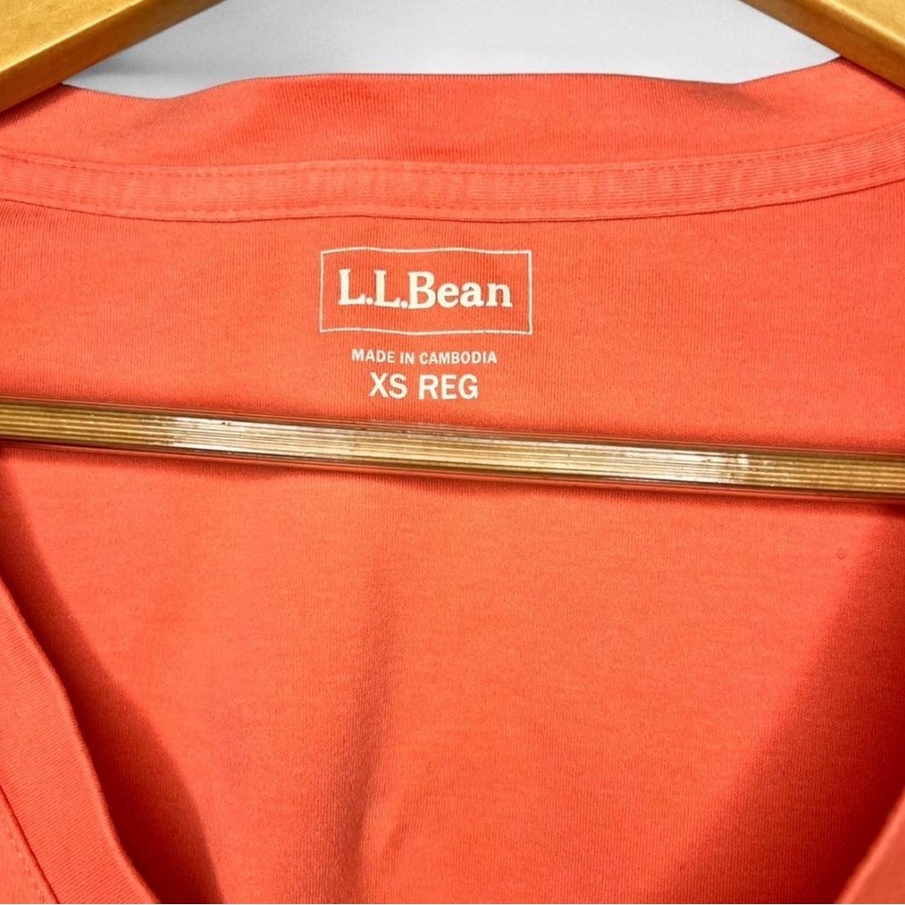 L.L. Bean Melon Coral Orange Cotton V-Neck Button Cardigan Sweater XS Fall - Picture 3 of 4